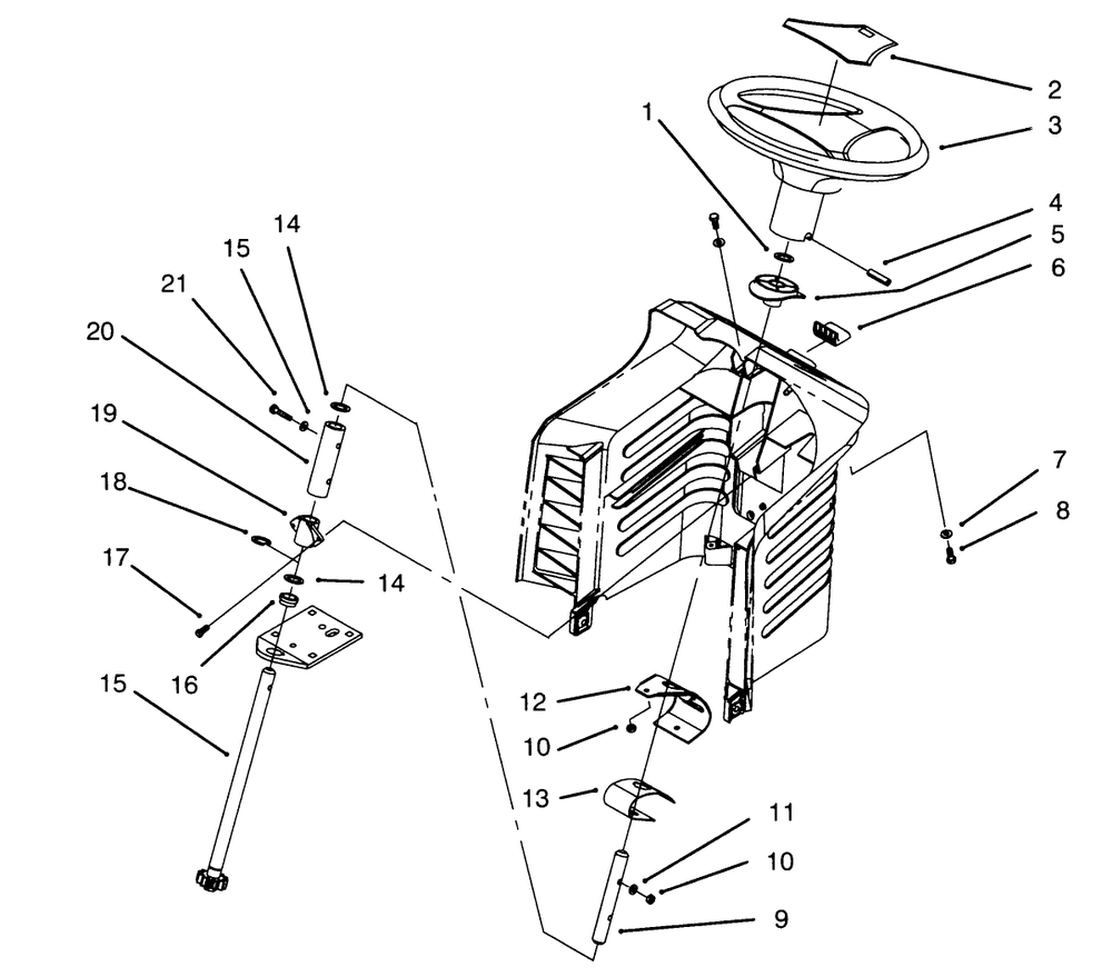 Steering Assembly Diagram and Parts List for 71202 5900001 - 5999999 Toro Lawn Tractor