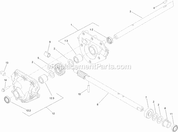 26 Inch Auger Gearcase Assembly No. 119-7641 Diagram and Parts List for 38813 316000001-316999999 Toro Snow Blower