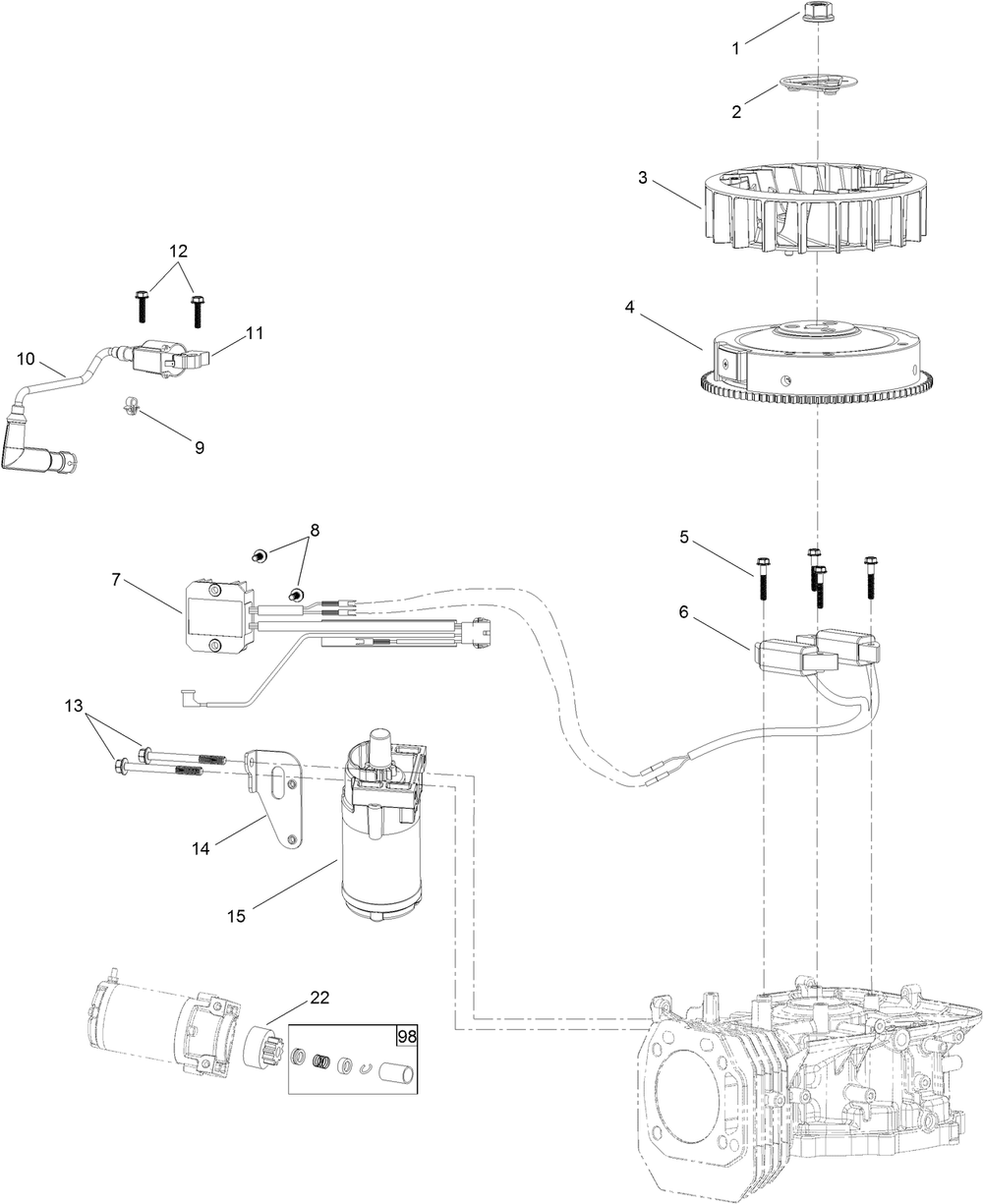 Ignition And Electrical Assembly Diagram and Parts List for 33522 411000000 - 411999999 Toro Trimmer