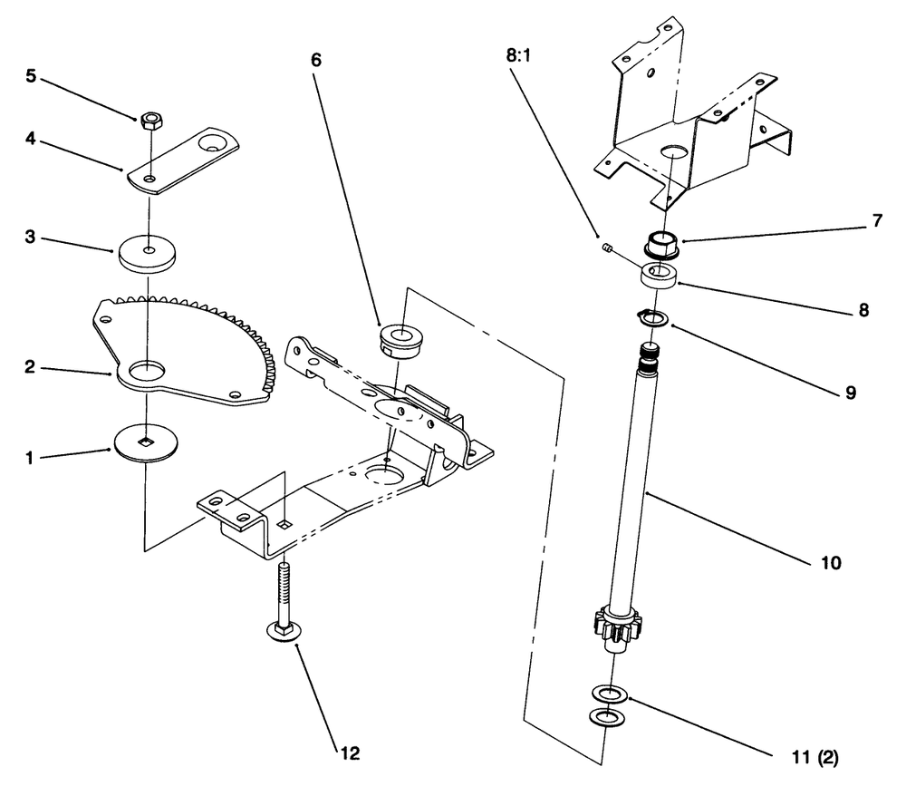 Lower Steering Diagram and Parts List for 72064 6900001 - 6999999 Toro Lawn Tractor