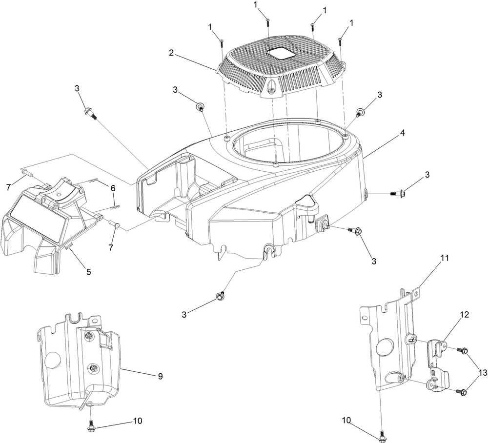 Blower Housing Assembly Diagram and Parts List for 74493 407146062-999999999 Toro Lawn Tractor