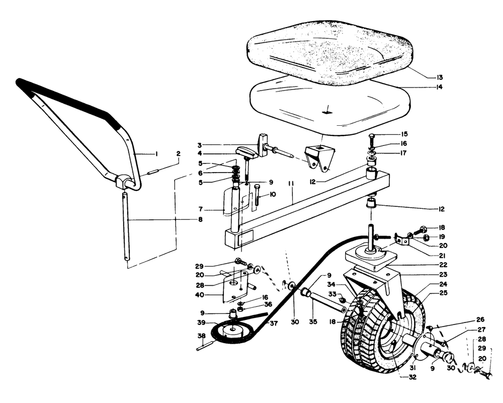 Sulky Assembly Diagram and Parts List for 3108 2000001 - 2999999 Toro Lawn Tractor Accessories