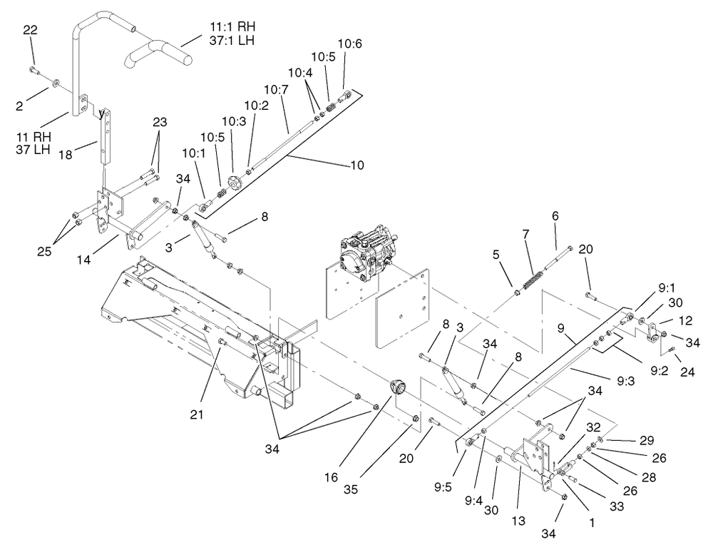 Steering Controls Assembly Diagram and Parts List for 74213 (230000001-230006000)(2003) Toro Lawn Mower