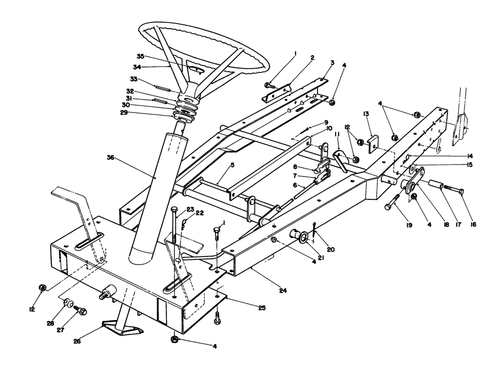 Frame Assembly Diagram and Parts List for 56132 1000001 - 1999999 Toro Lawn Tractor