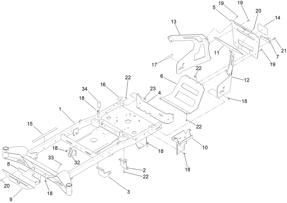 Frame Assembly Diagram and Parts List for 76635 400000000 - 415399999 Toro Lawn Tractor