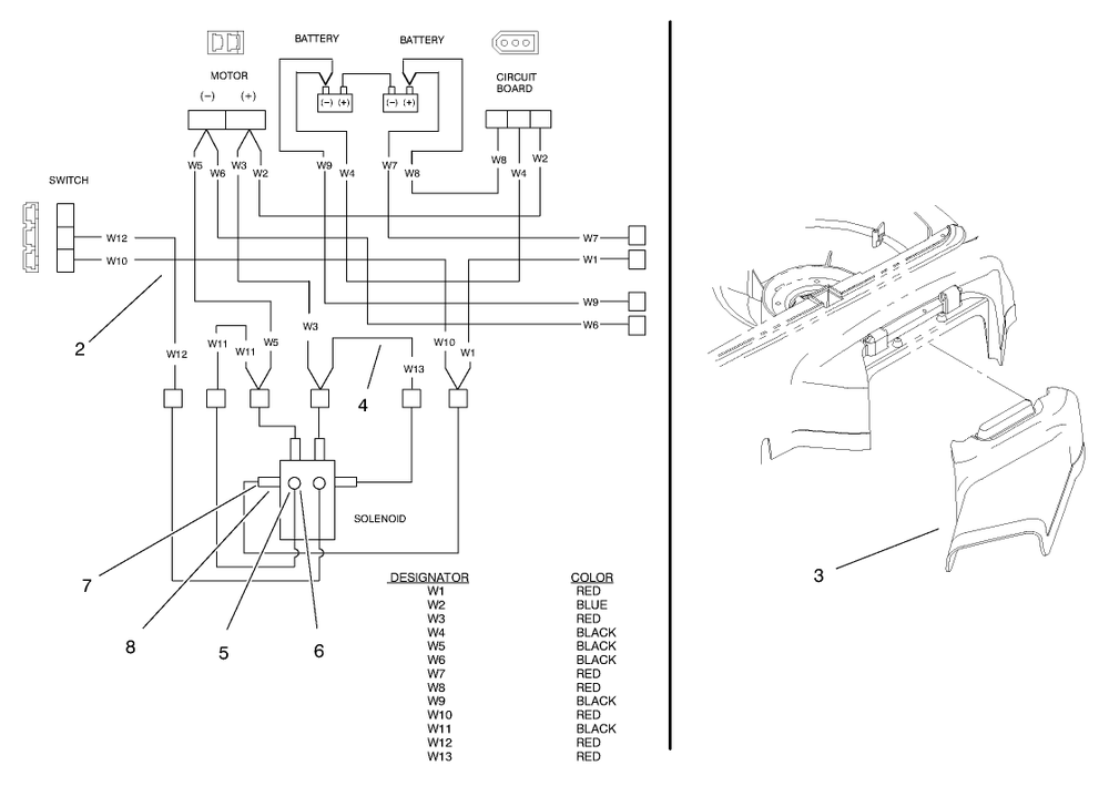 Electrical Wire Diagram And Side Descharge Chute Diagram and Parts List for 20648 89000001 - 89999999 Toro Lawn Tractor Accessories