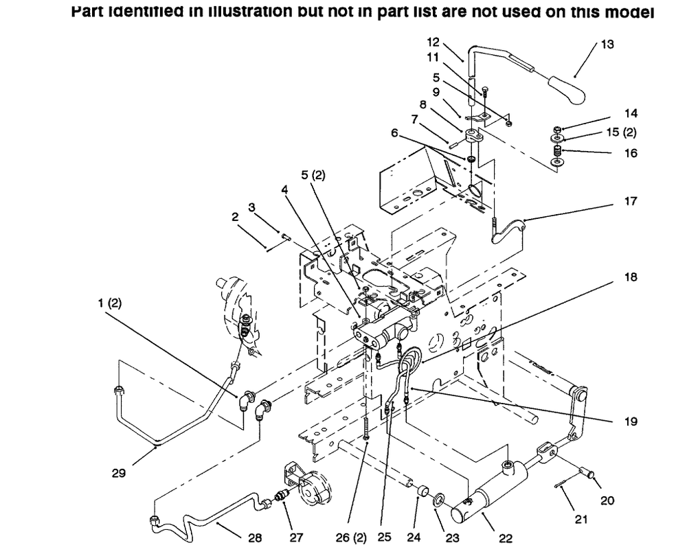 Hydraulic Lift System Diagram and Parts List for 73423 6900001 - 6999999 Toro Lawn Tractor