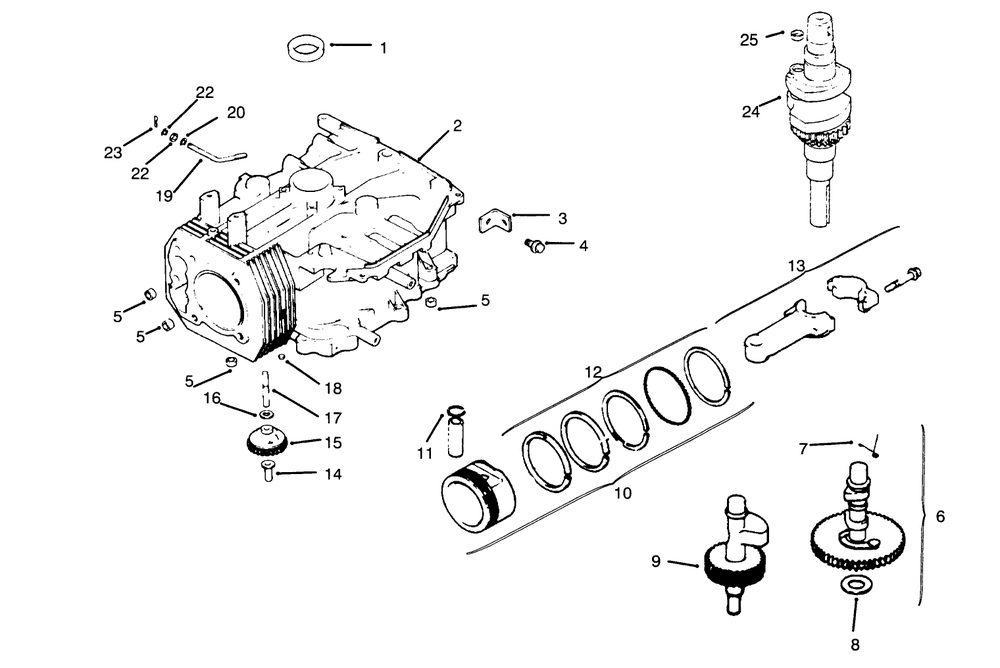 Crankcase Diagram and Parts List for 30186 690001 - 690406 Toro Lawn Tractor Accessories