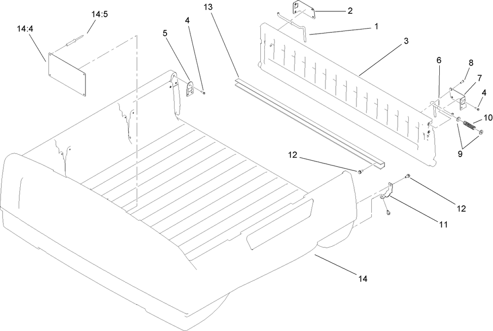 Box And Tailgate Assembly Diagram and Parts List for 12004TC 260000001 - 260999999 Toro Lawn Tractor