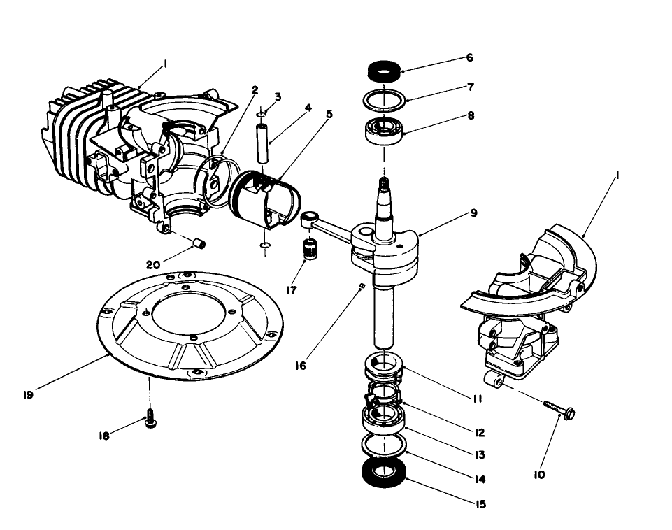Crank Shaft Assembly (Model No. 47pl0-1) Diagram and Parts List for 16785 1000001 - 1999999 Toro Lawn Mower