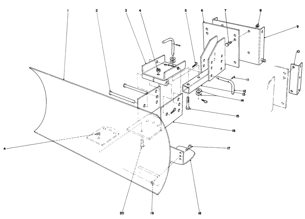 Grader Blade Assembly Model 59099 (Optional) Diagram and Parts List for 38065 9000001 - 9999999 Toro Snow Blower