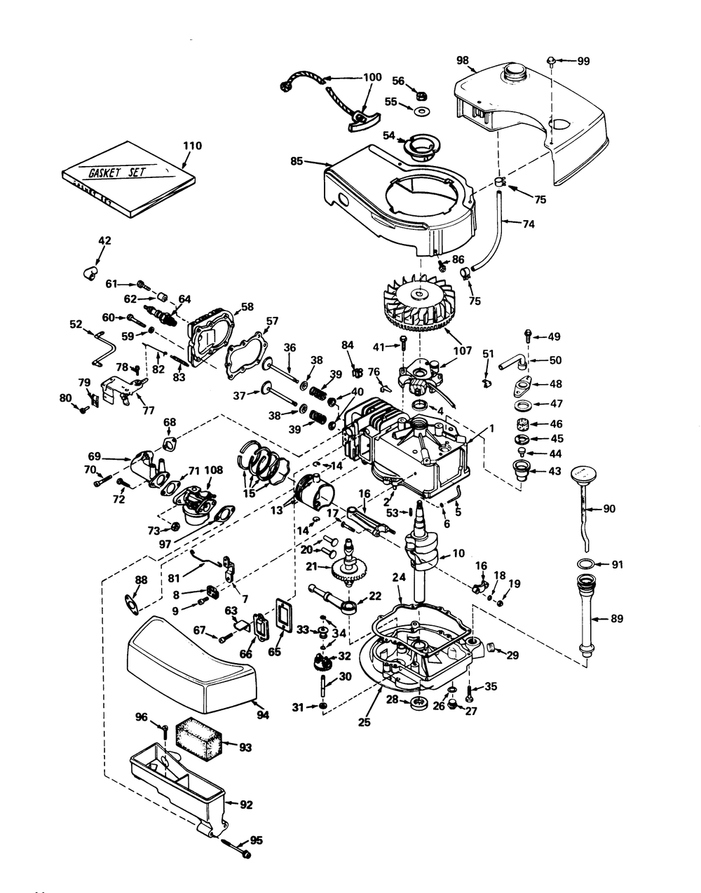Engine Tecumseh Model No. Tnt 100-10046 (Mower Model No. 21711) Diagram and Parts List for 21711 6000001 - 6999999 Toro Lawn Mower