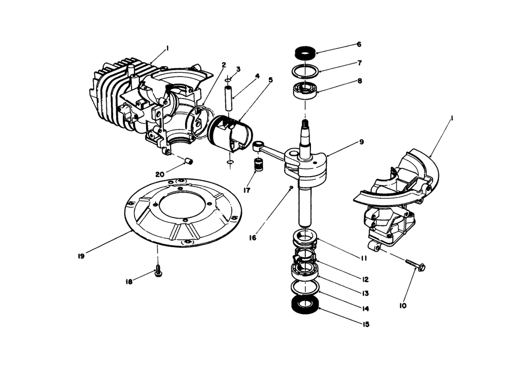Crank Shaft Assembly (Model No. 47pl0-1) Diagram and Parts List for 20103 1000001 - 1999999 Toro Lawn Mower