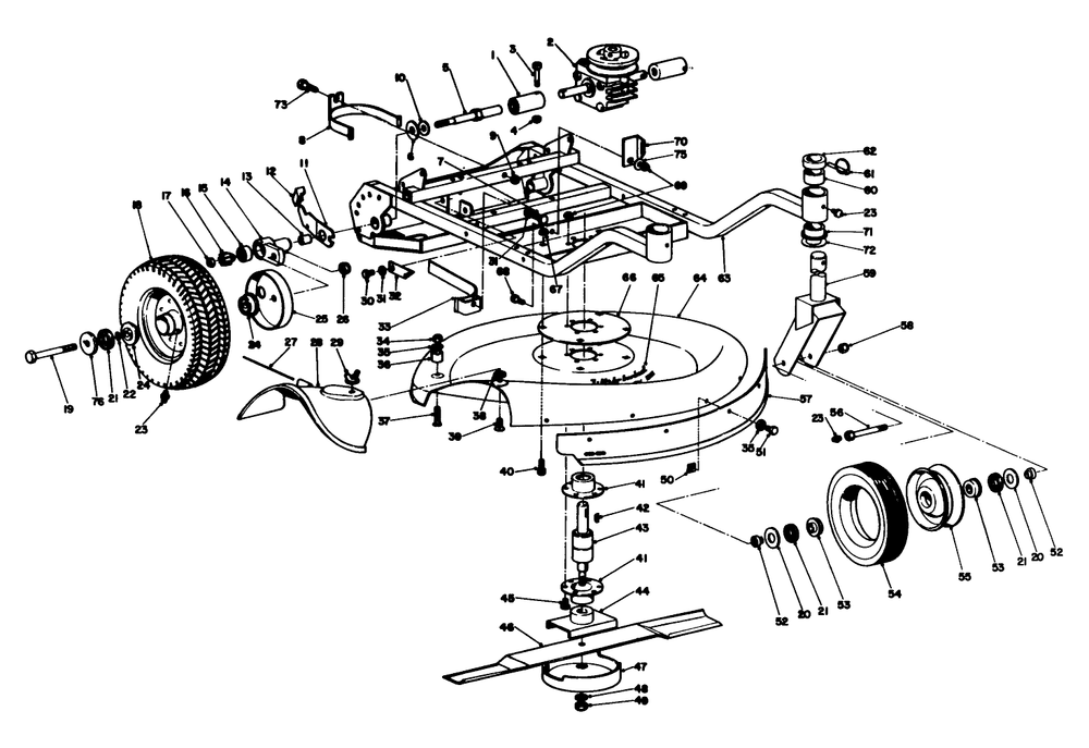 Frame And Cutter Housing Assembly Diagram and Parts List for 23205 5000001 - 5999999 Toro Lawn Mower