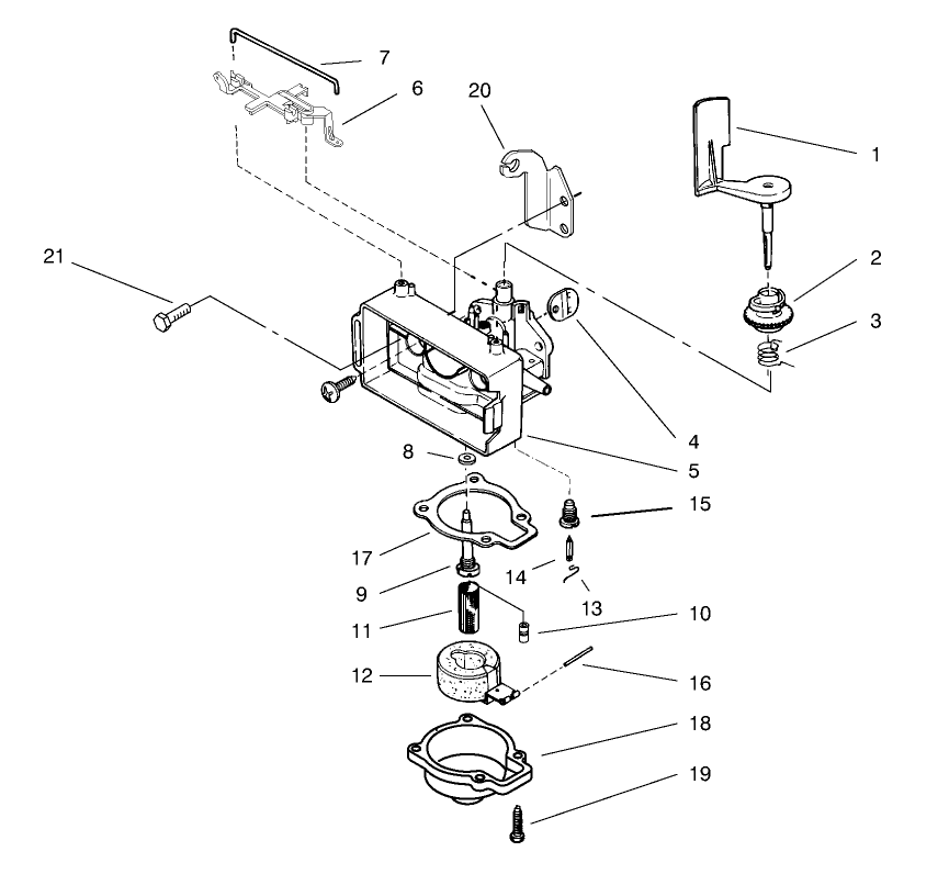 Carburetor Assembly Diagram and Parts List for 20709 8900001 - 89999999 Toro Lawn Mower