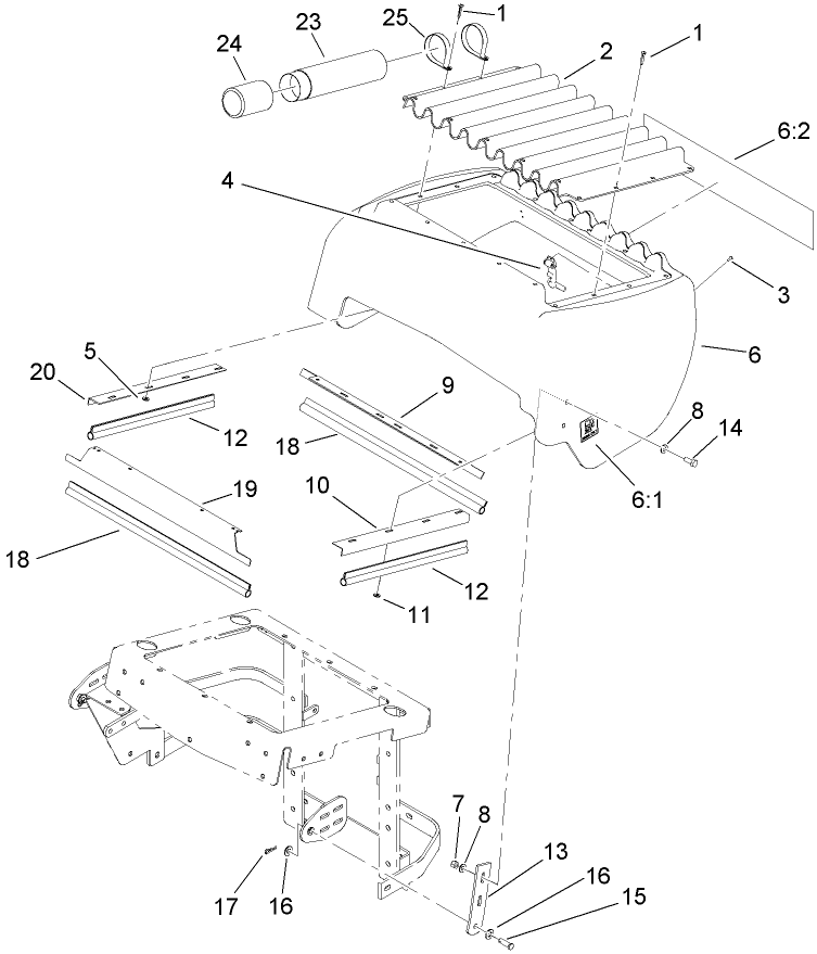 Hood Assembly Diagram and Parts List for 74265TE (270000001-270999999)(2007) Toro Lawn Mower
