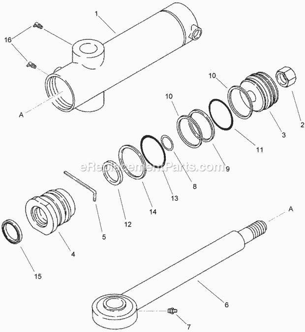 Plow Swing Cyclinder Assembly P75 Plow Diagram and Parts List for 2011  Toro Lawn Tractor Accessories