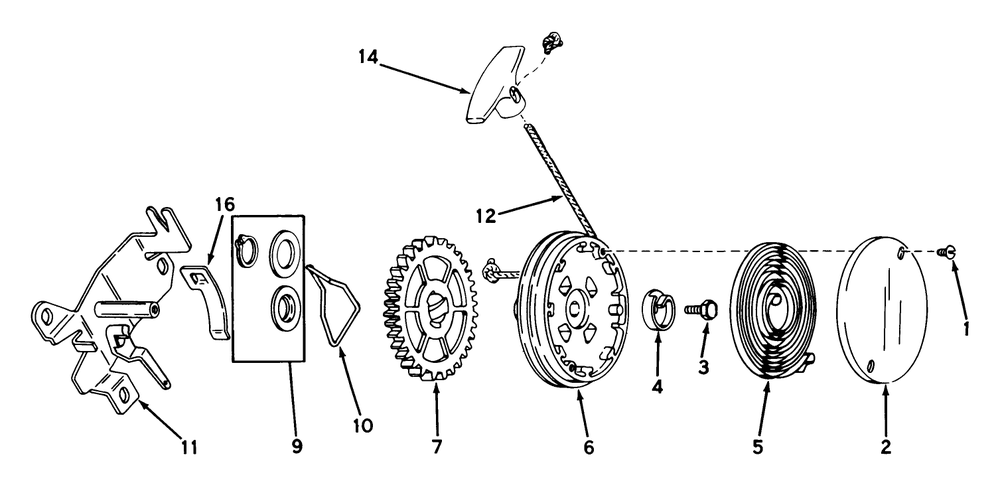 Rewind Starter No. 590519 Diagram and Parts List for 18095 9000001 - 9999999 Toro Lawn Mower