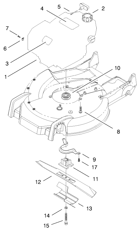 Engine & Blade Assembly Diagram and Parts List for 20488 8900001 - 8999999 Toro Lawn Mower