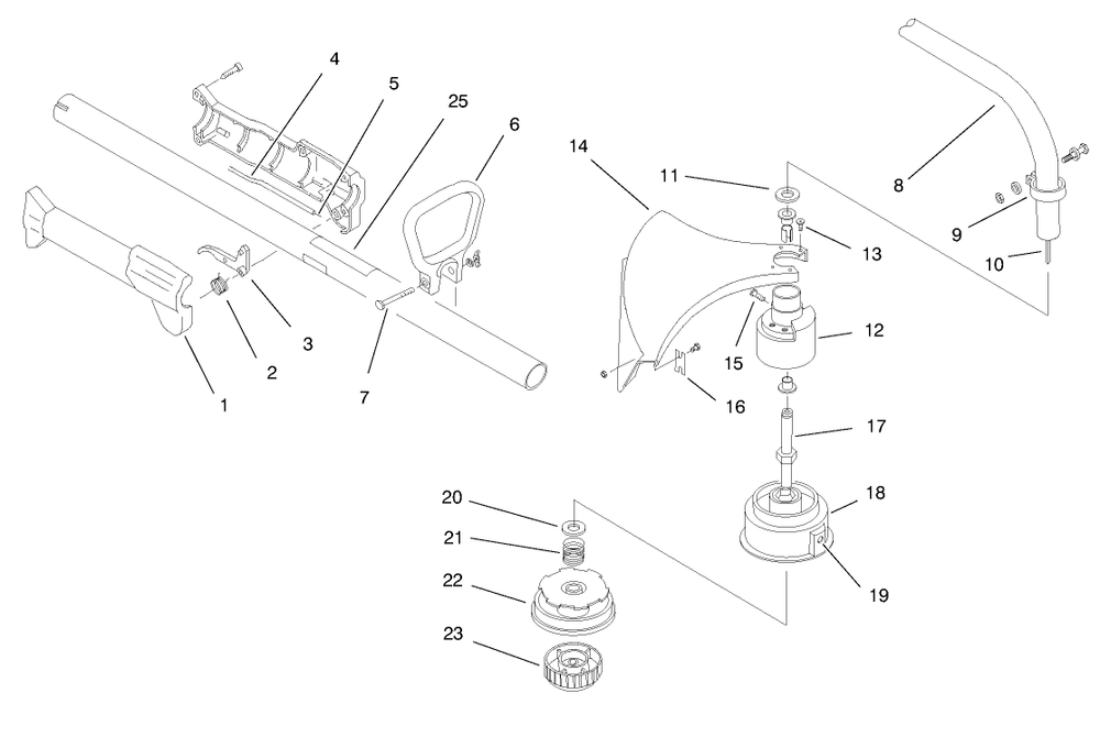 Boom And Trimmer Assembly Diagram and Parts List for 51904 790000001 - 799999999 Toro Trimmer