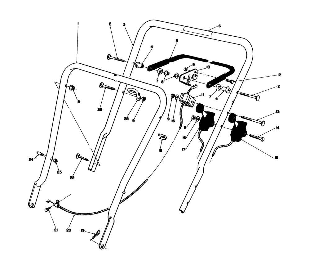 Handle Assembly Diagram and Parts List for 16775 8022966 - 8999999 Toro Lawn Mower