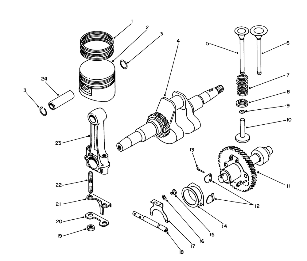 Crankshaft & Camshaft Assembly Diagram and Parts List for 62012 8000001 - 8999999 Toro Generator