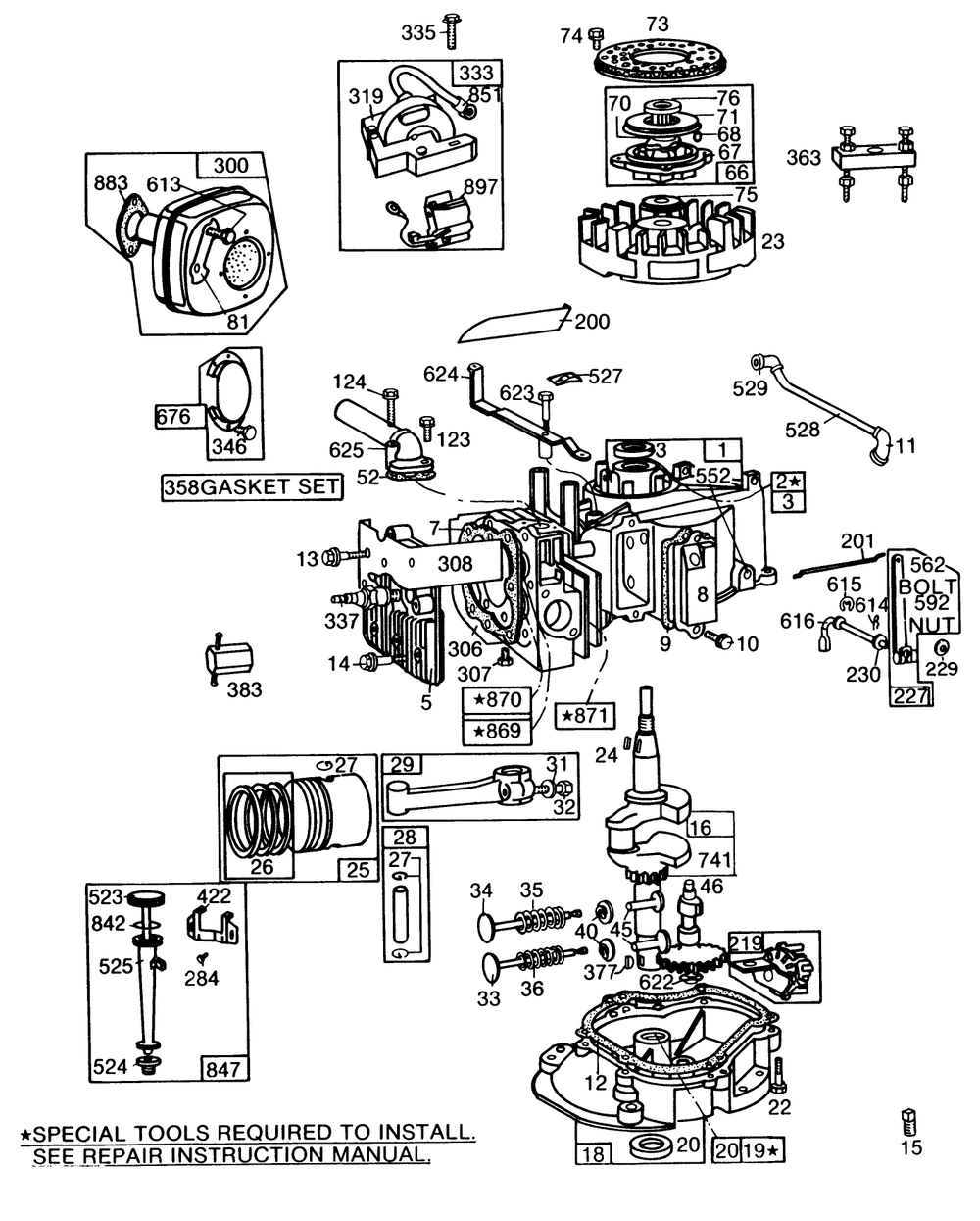 Engine Briggs & Stratton Model No. 130902 Type 1200-01 (Continued) Diagram and Parts List for 22010 4000001 - 4999999 Toro Lawn Mower