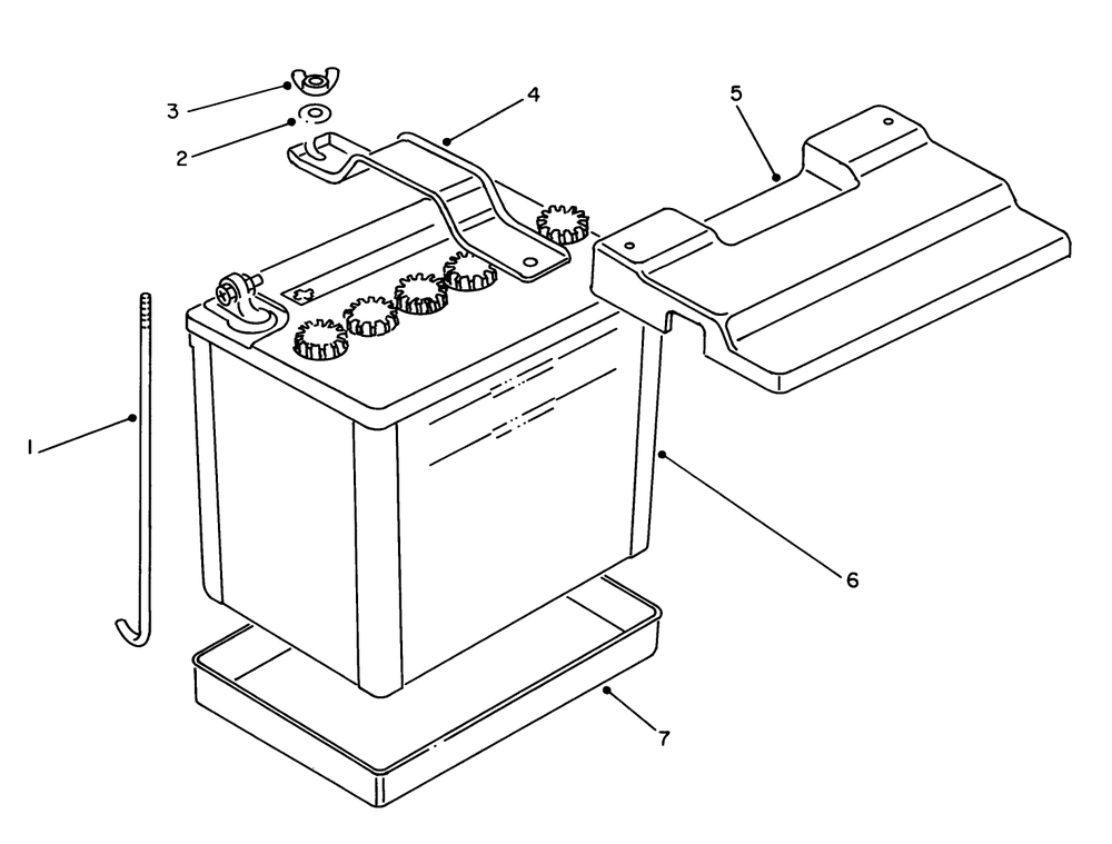 Battery Assembly Diagram and Parts List for 62040 7000001 - 7999999 Toro Generator