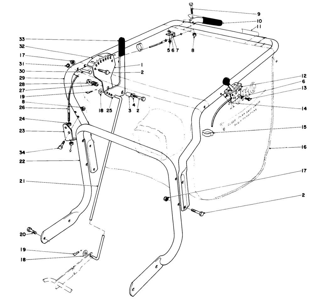 Handle Assembly (Model 62923) Diagram and Parts List for 62912 9000001 - 9999999 Toro Leaf Blower / Vacuum