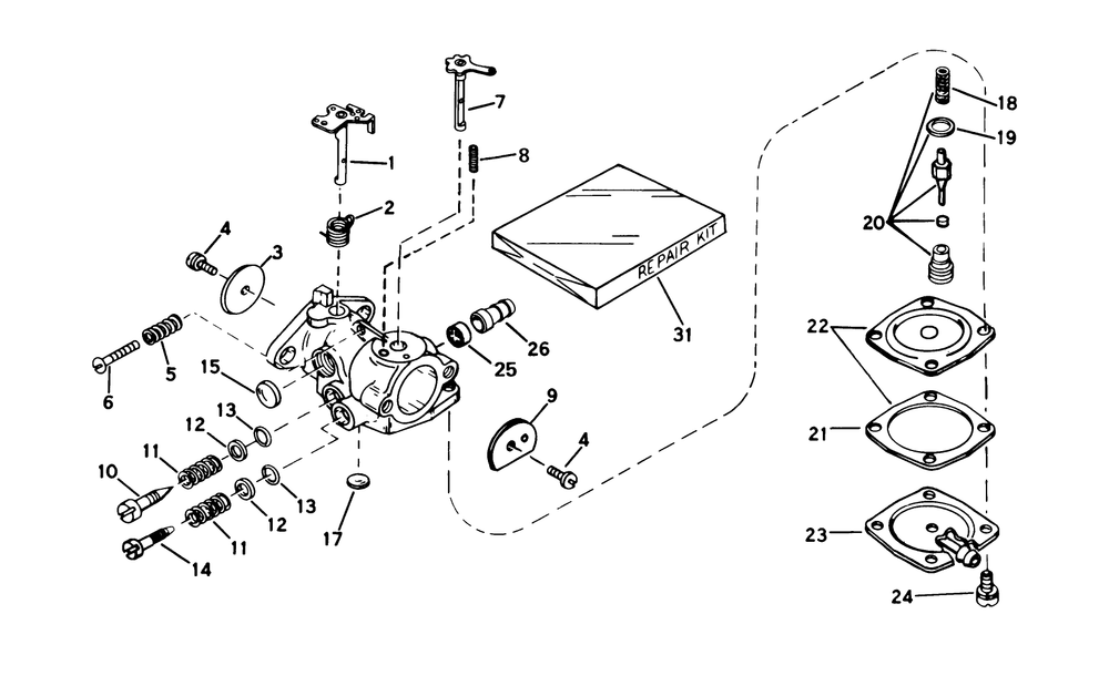 Carburetor No. 631887 (Engine Model Ah520 Type 1583, 1583b, 1585, & 1585b) Diagram and Parts List for 38130 1000001 - 1000350 Toro Snow Blower