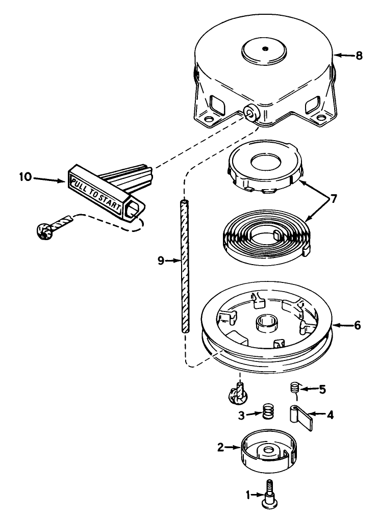 Rewind Starter No. 590537 Diagram and Parts List for 38116 8000001 - 8999999 Toro Snow Blower