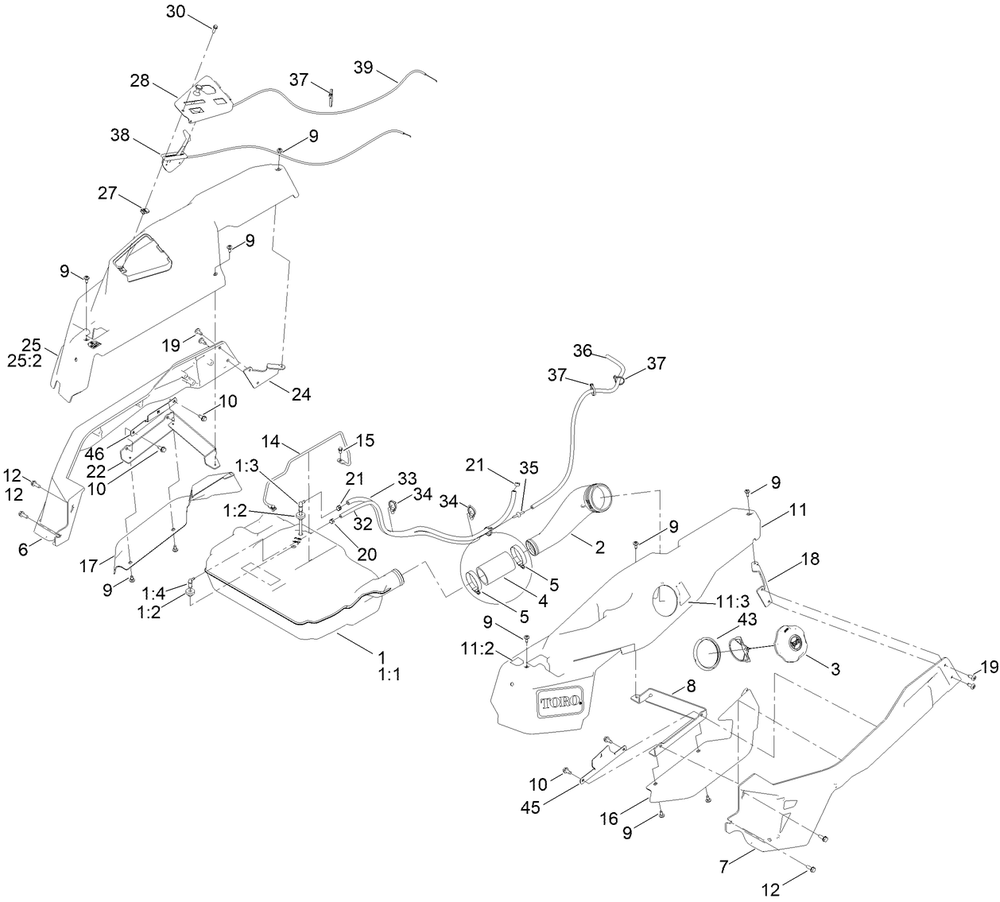 Fuel Pod Assembly Diagram and Parts List for 77506 417157481 - 417359999 Toro Lawn Tractor