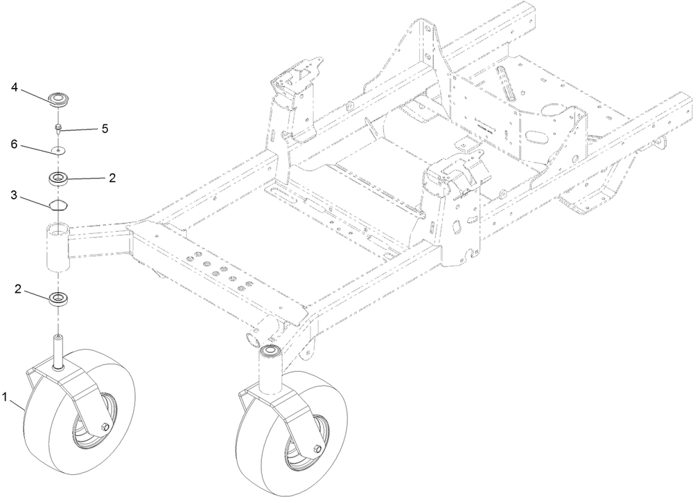Caster Tire Assembly Diagram and Parts List for 74493 407146062-999999999 Toro Lawn Tractor