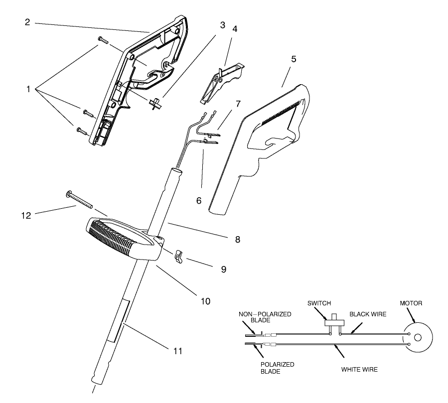 Handle Assembly Diagram and Parts List for 51324 89000001 - 89999999 Toro Trimmer
