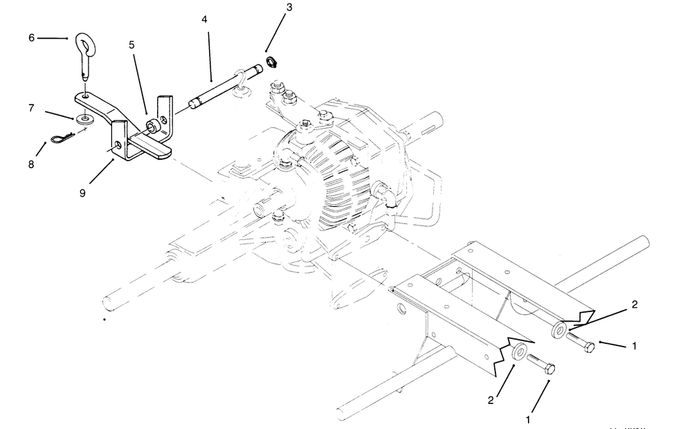 Rear Hitch Assembly Diagram and Parts List for 73501 59000412 - 59002868 Toro Lawn Tractor
