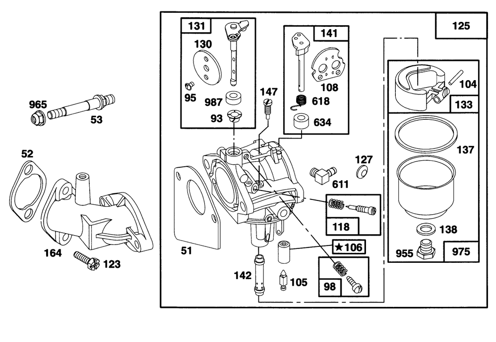 Engine Briggs & Stratton Model 28d707-0124-01 Diagram and Parts List for 70081 6900001 - 6999999 Toro Lawn Tractor