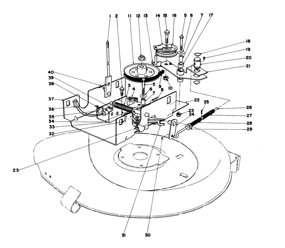 Blade Drive Assembly Diagram and Parts List for 56044 0000001 - 0999999 Toro Lawn Tractor