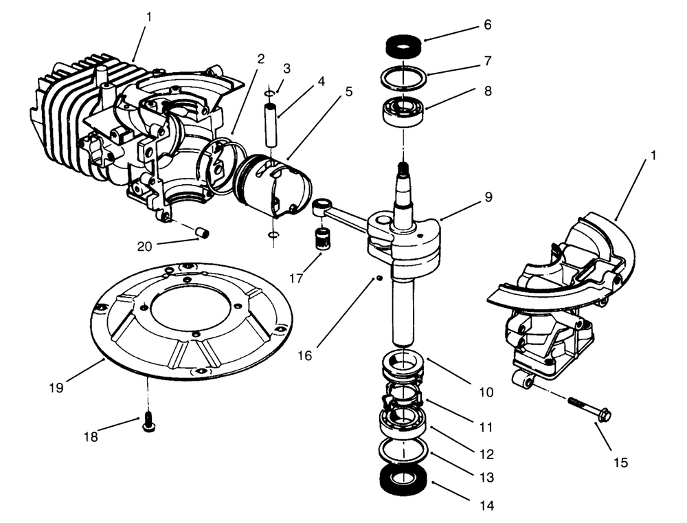 Crankshaft Assembly (Model No. 47ps5-3) Diagram and Parts List for 22040 6900001 - 6999999 Toro Lawn Mower