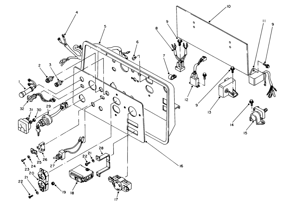 Control Panel Assembly Diagram and Parts List for 62040 4000001 - 4999999 Toro Generator