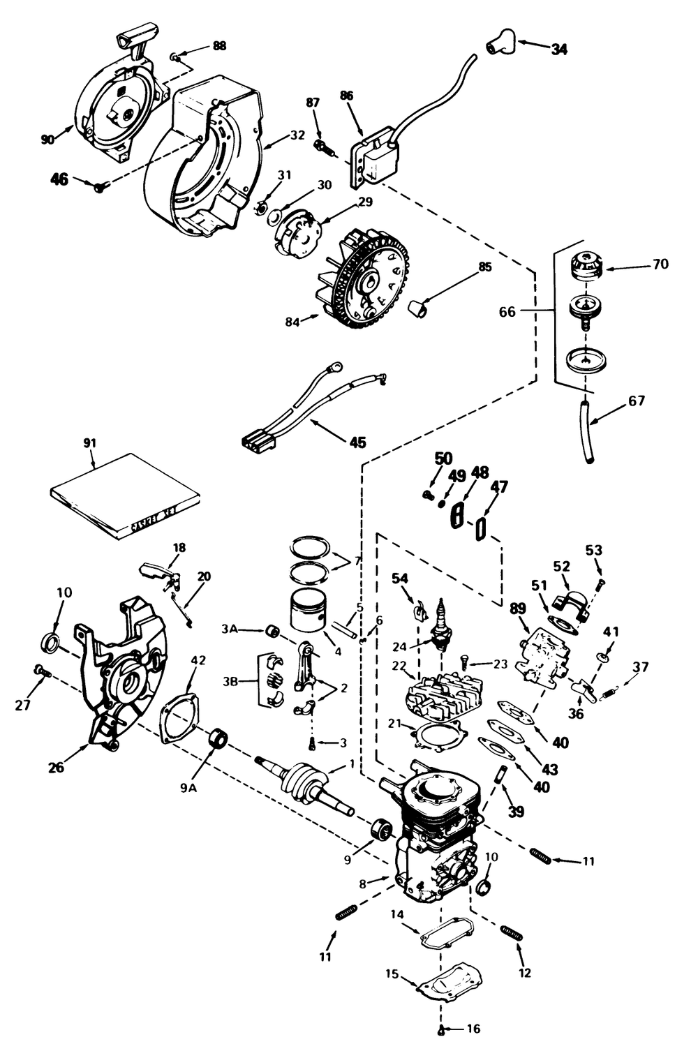 Engine Tecumseh Model No. Ah-600 Type 1648-M (Models No. 38115c) Diagram and Parts List for 38110C 8000001 - 8999999 Toro Snow Blower