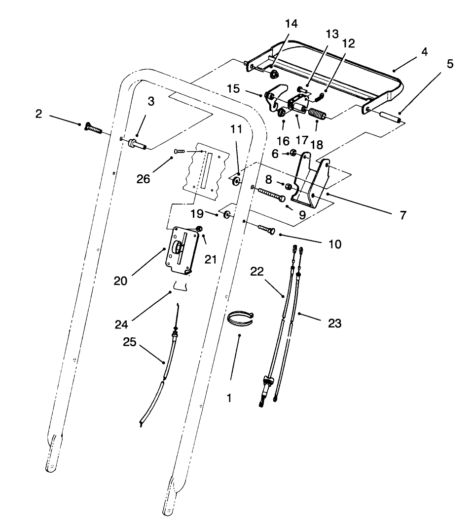Traction Control Assembly Diagram and Parts List for 22151 6900001 - 6999999 Toro Lawn Mower