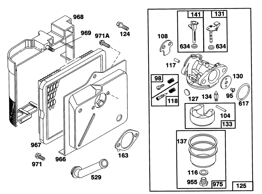 Engine Briggs & Stratton Model 124702-3115-01 Diagram and Parts List for 20217 2000001 - 2999999 Toro Lawn Mower