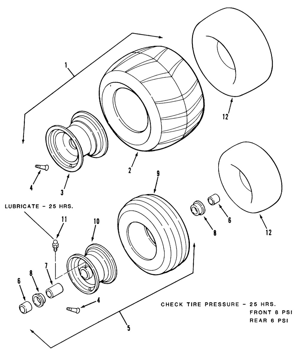 Section 2-Wheels And Tires Diagram and Parts List for Z1-24OE01  Toro Lawn Tractor