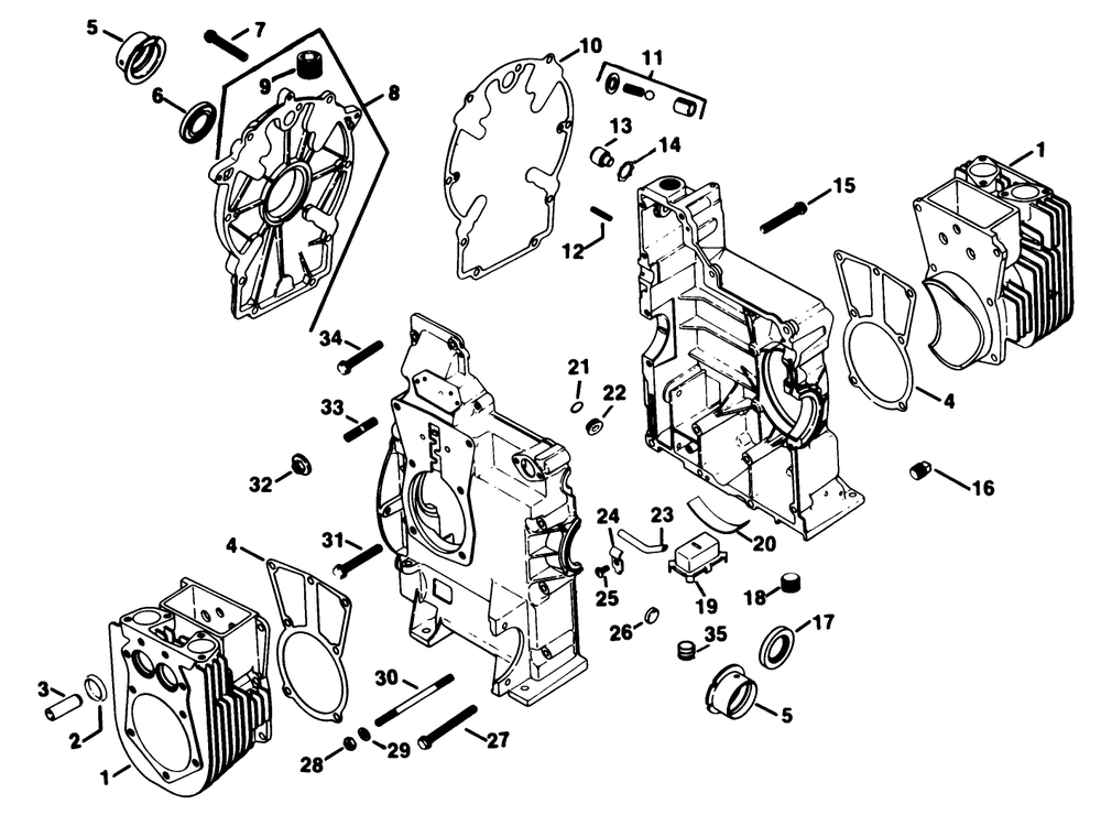 Crankcase-Engine Kohler Model No. Kt17qs Type No. 24324 Diagram and Parts List for 30754 60402 - 69999 Toro Lawn Tractor