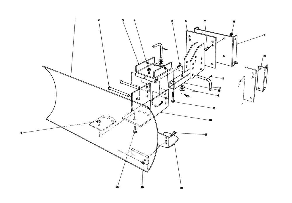 Grader Blade Assembly Model 59099 (Optional) Diagram and Parts List for 38052 5000001 - 5999999 Toro Snow Blower