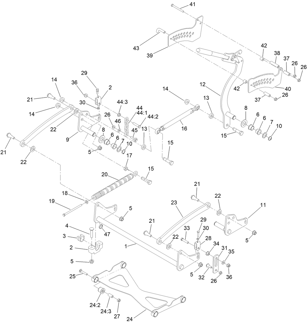 Deck Lift Assembly Diagram and Parts List for 72524 415000000 - 999999999 Toro Lawn Mower