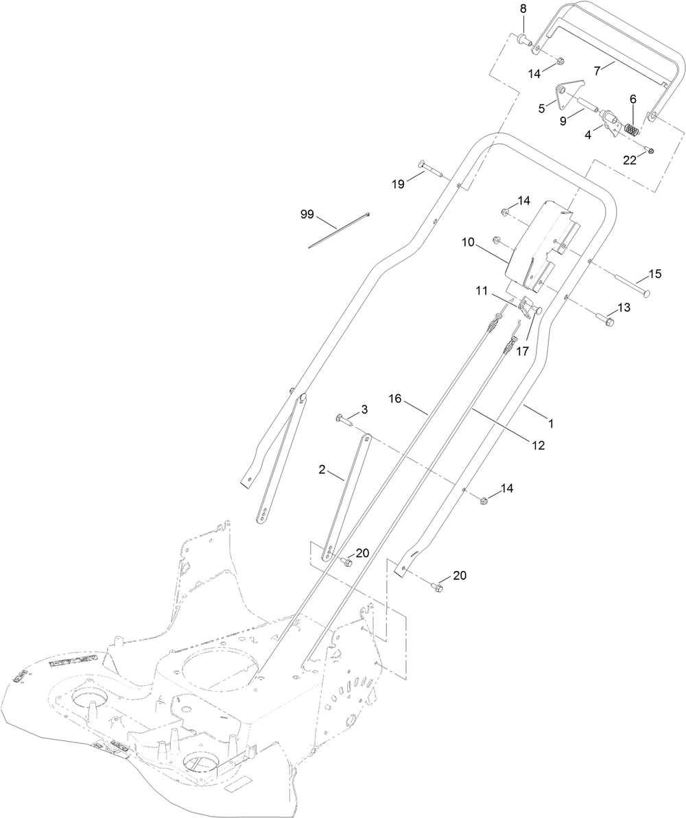 Handle Assembly Diagram and Parts List for 22200 (315000001-315999999)(2015) Toro Lawn Mower