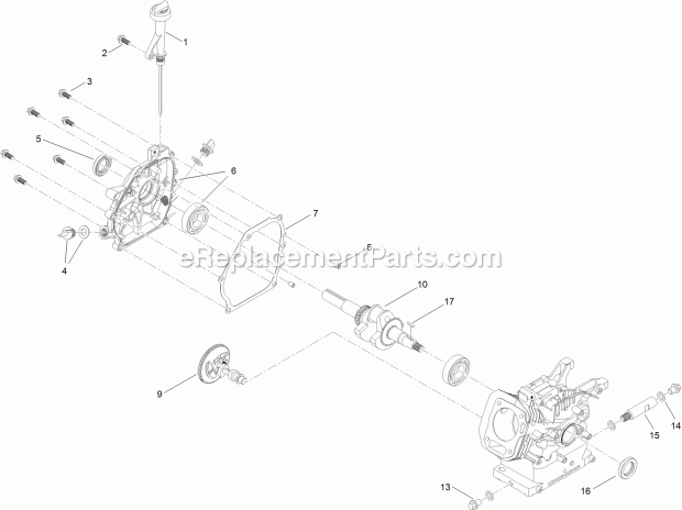 Crankcase Assembly Diagram and Parts List for 38811 316000001-316999999 Toro Snow Blower