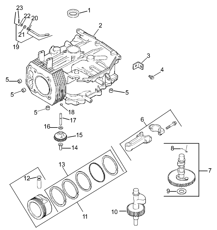 Crankcase Assembly Diagram and Parts List for 30299TE (230000001-230999999)(2003) Toro Lawn Mower