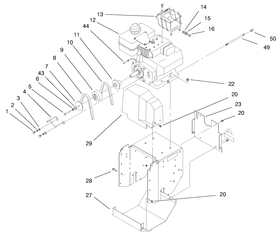 Engine And Frame Assembly Diagram and Parts List for 38084 9900001 - 9999999 Toro Snow Blower